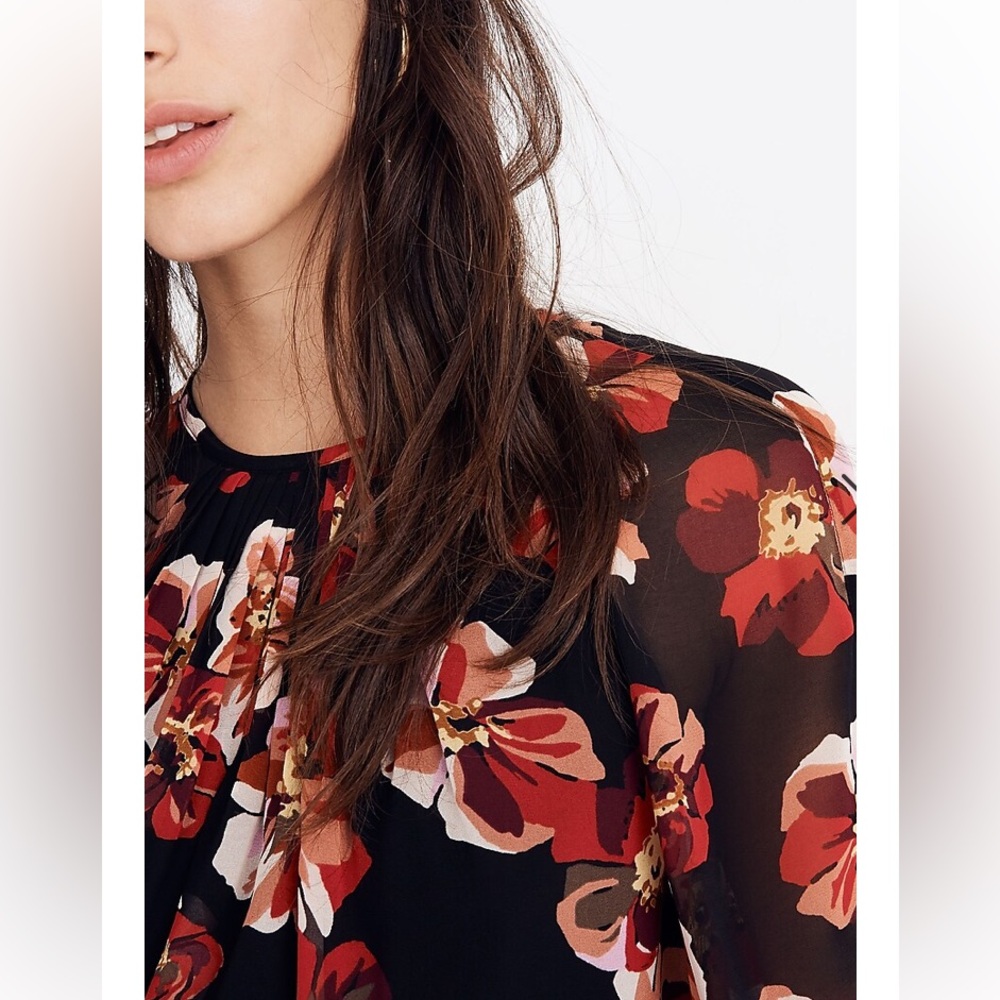 Madewell Tie-Back Bubble-Sleeve Top in French Rose. Size: Small
